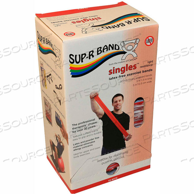OEM#: 10-6372SUP-R BAND LATEX FREE EXERCISE BAND, 5 STRIPS, RED, 30 STRIPS/BOX by Fabrication Enterprises