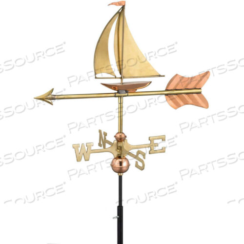 ФЛЮГЕР В ФОРМЕ ПАРУСНОЙ ЛОДКИ, ПОЛИРОВАННАЯ МЕДЬ С САДОВЫМ ШЕСТОМ