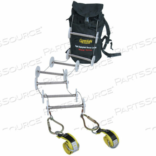 OEM#: 1502312 СПАСАТЕЛЬНАЯ ЛЕСТНИЦА БЫСТРОГО РАЗВЕРТЫВАНИЯ, 3 ПЕРЕКРЕСТНЫХ РЕМНЯ ДЛЯ РУК ПРЕМИУМ-КЛАССА, КРЮЧКИ-ПОМПЬЕРЫ, СУМКА от Guardian Fall Protection