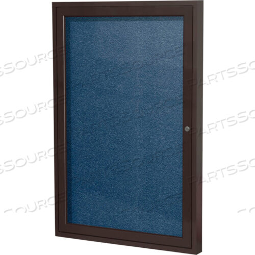 ЗАКРЫТАЯ ДОСКА ОБЪЯВЛЕНИЙ - НАРУЖНАЯ - ВИНИЛ - БРОНЗОВАЯ РАМА - 24 X 18 H - ТЕМНО-СИНИЙ