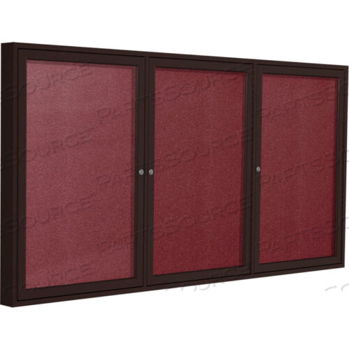 ЗАКРЫТАЯ ДОСКА ОБЪЯВЛЕНИЙ - НАРУЖНАЯ - ВИНИЛ - БРОНЗОВАЯ РАМКА - 36 X 72 H - ЯГОДНЫЙ