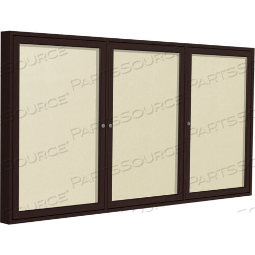 ЗАКРЫТАЯ ДОСКА ОБЪЯВЛЕНИЙ - НАРУЖНАЯ - ВИНИЛ - БРОНЗОВАЯ РАМА - 48 X 96 H - ЦВЕТ СЛОНОВОЙ КОСТИ