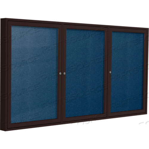 ЗАКРЫТАЯ ДОСКА ОБЪЯВЛЕНИЙ - НАРУЖНАЯ - ВИНИЛ - БРОНЗОВАЯ РАМА - 48 X 96 H - ТЕМНО-СИНИЙ