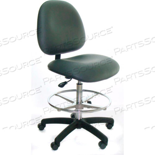 ТАБУРЕТ HEAVY DUTY - ВИНИЛ - ВЫСОКАЯ СПИНКА - НЕЙЛОНОВОЕ ОСНОВАНИЕ - СЕРЫЙ