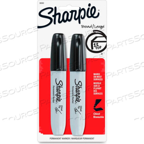 ПЕРМАНЕНТНЫЕ МАРКЕРЫ С КОНЧИКОМ В ФОРМЕ ДОЛОТА, НАБОР ИЗ 2 ШТ., ЧЕРНЫЕ