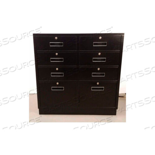 КАССОВЫЙ ШКАФ НА ПЕДЕСТАЛЕ - 6 ЯЩИКОВ 2 ЮРИДИЧЕСКИХ ЯЩИКА 36 Ш X 19 Г X 38-1/2 В ШАМПАНСКОГО ЦВЕТА