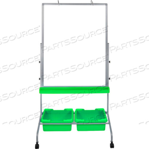 МОБИЛЬНАЯ МАРКЕРНАЯ ДОСКА ИЗ МАГНИТНОЙ СТАЛИ - ДВУХСТОРОННЯЯ С ЯЩИКАМИ ДЛЯ ХРАНЕНИЯ