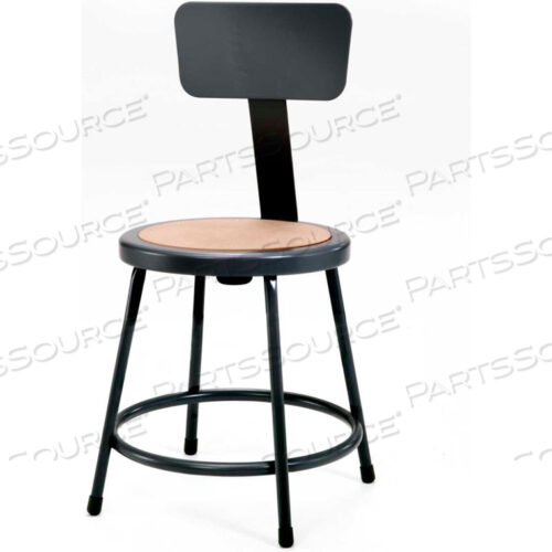 ТАБУРЕТ С ПРОЧНОЙ СПИНКОЙ - КРУГЛЫЙ - ДВП - 24H - ЧЕРНЫЙ