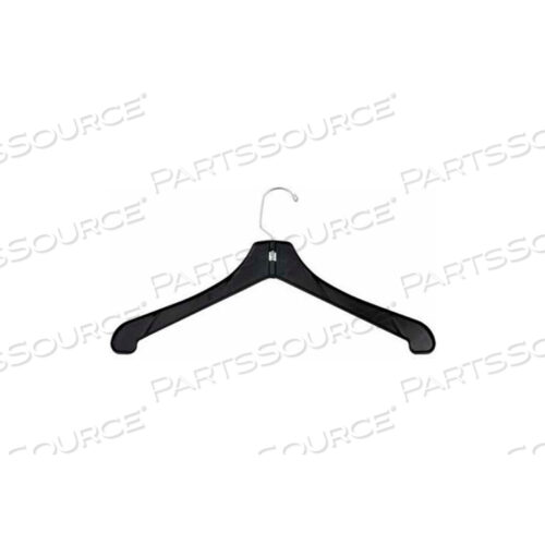 NAHANCO JACKET HANGER-HEAVY WEIGHT W/SHORT HOOK, 17L, PLASTIC-BK, PKG QTY 100