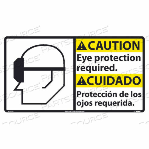 ДВУЯЗЫЧНЫЙ ВИНИЛОВЫЙ ЗНАК - ВНИМАНИЕ, ТРЕБУЕТСЯ ЗАЩИТА ГЛАЗ