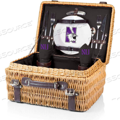 КОРЗИНА ДЛЯ ПИКНИКА CHAMPION - ЧЕРНАЯ (NORTHWESTERN UNIVERSITY WILDCATS) ЦИФРОВАЯ ПЕЧАТЬ