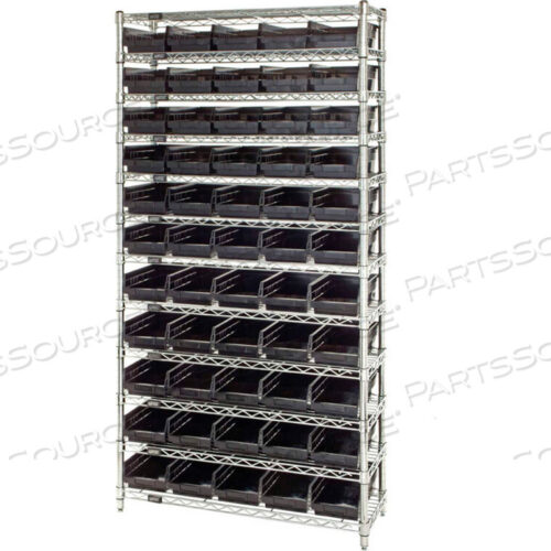OEM#: WR12-102COSTEEL WIRE SHELVING С 55 ТОКОПРОВОДЯЩИМИ ЯЩИКАМИ ПО 4 ЧЕРНОГО ЦВЕТА - 12 ПОЛОК - 36 Ш X 12 Г X 74 В от Quantum Storage Systems