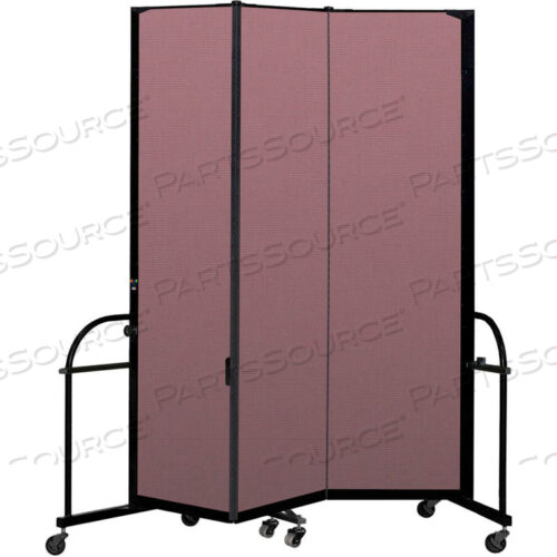 3-ПАНЕЛЬНАЯ ПРОЧНАЯ ПЕРЕНОСНАЯ КОМНАТНАЯ ПЕРЕГОРОДКА - 7 4H X 5 9L - ЦВЕТ ТКАНИ: РОЗОВЫЙ