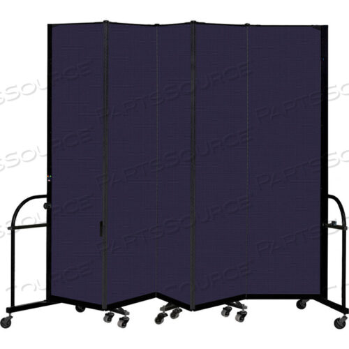 5-ПАНЕЛЬНАЯ ПРОЧНАЯ ПЕРЕНОСНАЯ КОМНАТНАЯ ПЕРЕГОРОДКА, 7 4H X 9 5L, ЦВЕТ ТКАНИ: ТЕМНО-СИНИЙ