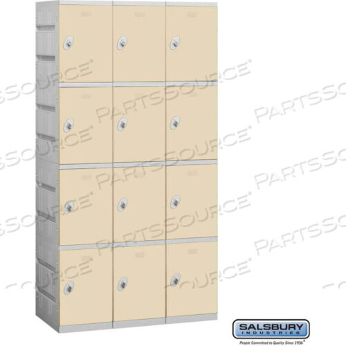 OEM#: 94368TN-UPLASTIC LOCKER, FOUR TIER, 3 WIDE, 12-3/4W X 18D X 18-1/4H, TAN, РАЗОБРАННЫЙ, Salsbury Industries