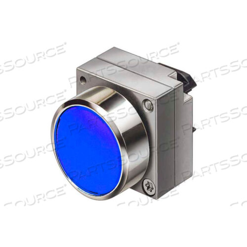 КНОПКА, МГНОВЕННОГО ДЕЙСТВИЯ, СИНЯЯ, ПЛОСКАЯ КОЛПАЧОК, ОПЕРАТОР, КРУГЛАЯ-МЕТАЛЛИЧЕСКАЯ