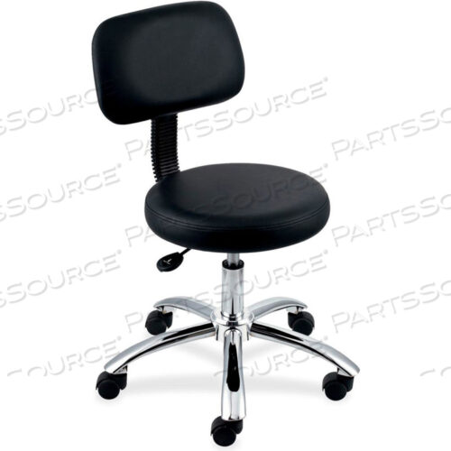 LORELL КРУГЛЫЙ ВИНИЛОВЫЙ ТАБУРЕТ СО СПИНКОЙ, СИДЕНЬЕ ДИАМЕТРОМ 16, ЧЕРНЫЙ