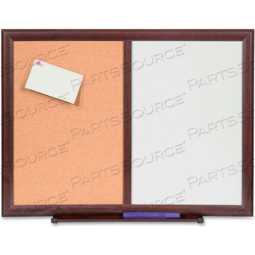 КОМБИНИРОВАННАЯ ДОСКА ДЛЯ ОБЪЯВЛЕНИЙ И СУХОСТИРАЕМЫХ БУКЛЕТОК С РАМОЙ ИЗ КРАСНОГО ДЕРЕВА, 36 Ш X 48 В