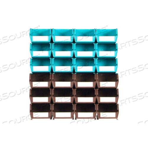 НАСТЕННЫЙ МОДУЛЬ ДЛЯ ХРАНЕНИЯ 26 ШТ. С (12) КРАСНЫМИ ЯЩИКАМИ, (12) СИНИМИ ЯЩИКАМИ и (2) НАСТЕННЫМИ РЕЙКАМИ