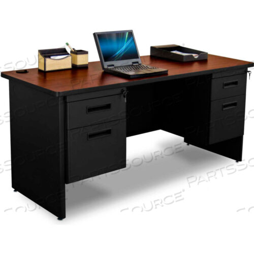 СТАЛЬНОЙ СТОЛ - ДВОЙНАЯ НОЖКА - 60 X 24 - ЧЕРНЫЙ/КРАСНОЕ ДЕРЕВО