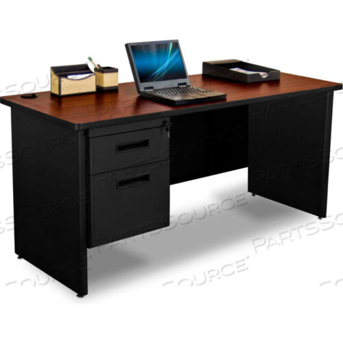 СТАЛЬНОЙ СТОЛ - ОДИНОЧНАЯ ПЬЕДЕСТАЛ - 60 X 24 - ЧЕРНЫЙ/КРАСНОЕ ДЕРЕВО