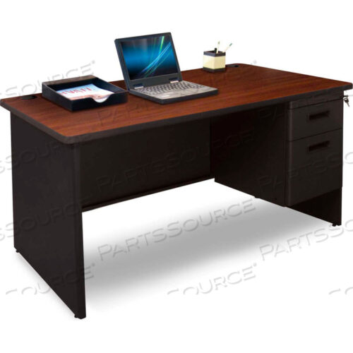 СТАЛЬНОЙ СТОЛ - ОДИНОЧНАЯ ПЬЕДЕСТАЛ - 48 X 30 - ЧЕРНЫЙ/КРАСНОЕ ДЕРЕВО