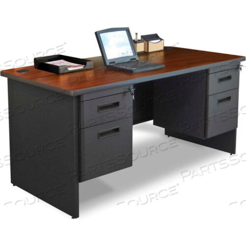 СТАЛЬНОЙ СТОЛ - ДВОЙНАЯ ПЬЕДЕСТАЛЬ - 60 30 - КРАСНОЕ ДЕРЕВО - СЕРИЯ PRONTO