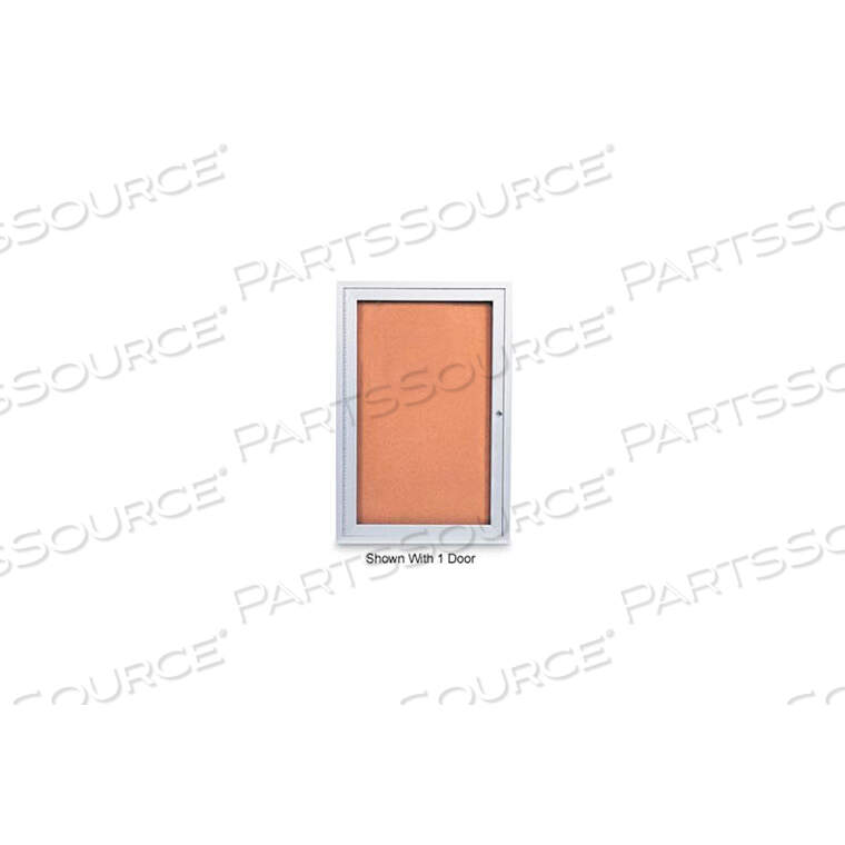 OEM#: UV406-SATIN-CORK72W X 36H 2-ДВЕРНАЯ УЛИЧНАЯ ЗАКРЫТАЯ ПРОБКОВАЯ ДОСКА С РАМКОЙ ИЗ САТИНОВОГО АЛЮМИНИЯ от United Visual Products