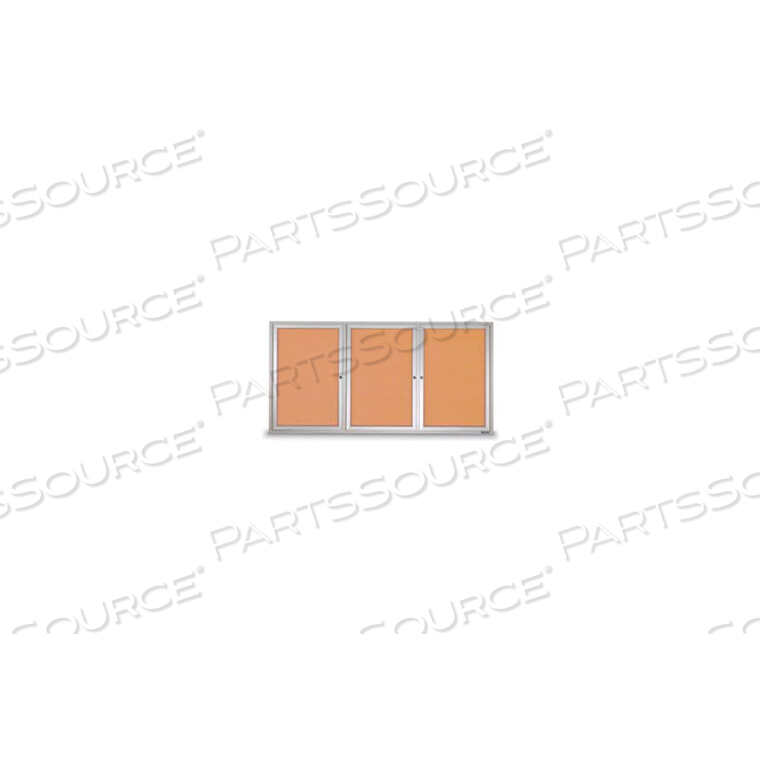 OEM#: UV409-SATIN-CORK96W X 48H 3-ДВЕРНАЯ УЛИЧНАЯ ЗАКРЫТАЯ ПРОБКОВАЯ ДОСКА С РАМКОЙ ИЗ САТИНОВОГО АЛЮМИНИЯ от United Visual Products