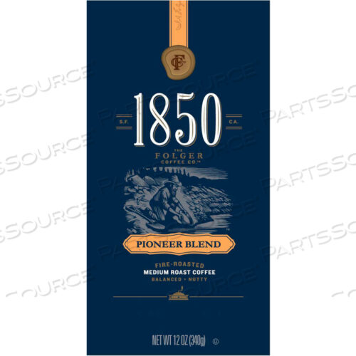 1850 КОФЕ, PIONEER BLEND, СРЕДНЯЯ ОБЖАРКА, ЦЕЛЬНЫЕ ЗЕРНА, ПАКЕТ 12 УНЦИЙ, 6 ШТУК В КОРОБКЕ