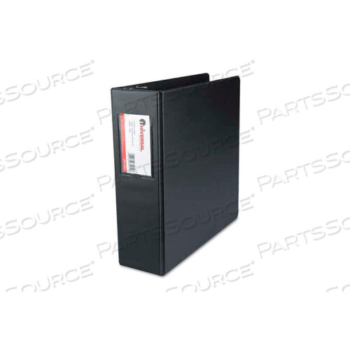 SUEDE FINISH VINYL ROUND RING BINDER WITH LABEL HOLDER, 3 CAPACITY, BLACK