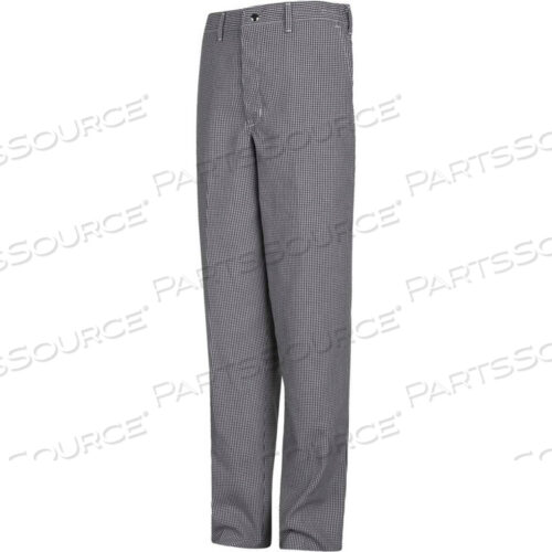 CHEF DESIGNS CHECKED COOK PANTS, BLACK & WHITE CHECK, SPUN POLYESTER, 36 X 36