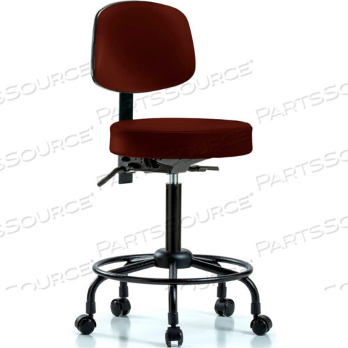 ЭРГОНОМИЧНЫЙ ТАБУРЕТ С ФИКСИРОВАННЫМ КОЛЬЦОМ ДЛЯ НОГ - ВИНИЛ - БОРДОВЫЙ