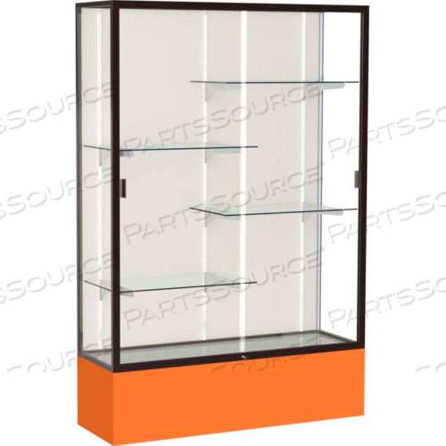 ВИТРИНА SPIRIT ОРАНЖЕВОЕ ОСНОВАНИЕ, БРОНЗОВАЯ РАМА, ТКАНЕВАЯ ЗАДНЯЯ СТОРОНА 48 Ш X 16 Г X 72 В