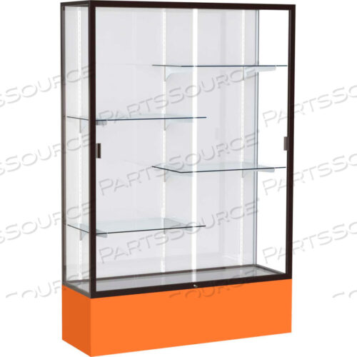 ВИТРИНА SPIRIT ОРАНЖЕВОЕ ОСНОВАНИЕ, БРОНЗОВАЯ РАМА, БЕЛАЯ ЗАДНЯЯ ЧАСТЬ 48 Ш X 16 Г X 72 В