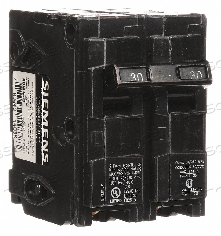 OEM#: Q230АВТОМАТИЧЕСКИЙ ВЫКЛЮЧАТЕЛЬ 30A ВИЛКА 120/240V 2P от Siemens