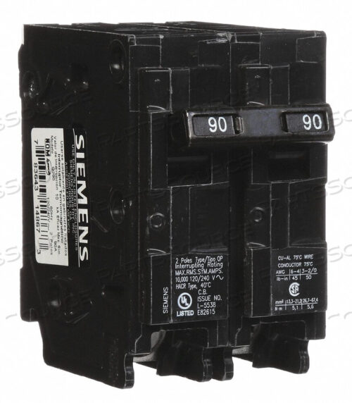 OEM#: Q290АВТОМАТИЧЕСКИЙ ВЫКЛЮЧАТЕЛЬ 90A ВИЛКА 120/240V 2P от Siemens