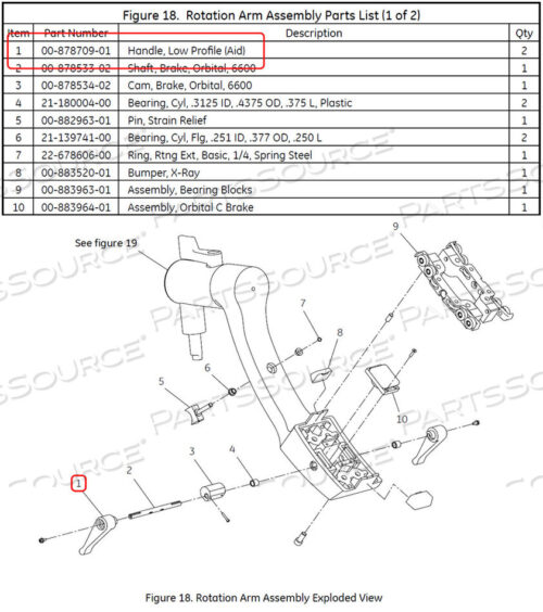 OEM#: 00-878709-01НИЗКОПРОФИЛЬНАЯ РУЧКА ДЛЯ ПОМОЩИ от OEC Medical Systems (GE Healthcare)