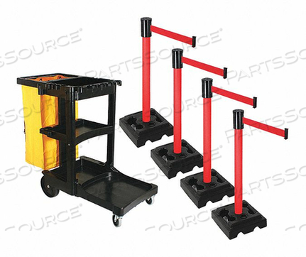 СИСТЕМЫ БАРЬЕРОВ, СТОЛБ, КРАСНЫЙ, 15 ФУТОВ, ЛЕНТА