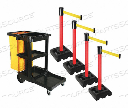 СИСТЕМЫ БАРЬЕРОВ, СТОЛБ, КРАСНЫЙ, 15 ФУТОВ, ЛЕНТА