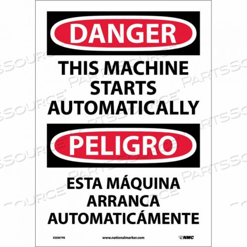OEM#: ESD87PBBДВУХЪЯЗЫЧНЫЙ ВИНИЛОВЫЙ ЗНАК - ОПАСНО! ЭТА МАШИНА ЗАПУСКАЕТСЯ АВТОМАТИЧЕСКИ от National Marker Company